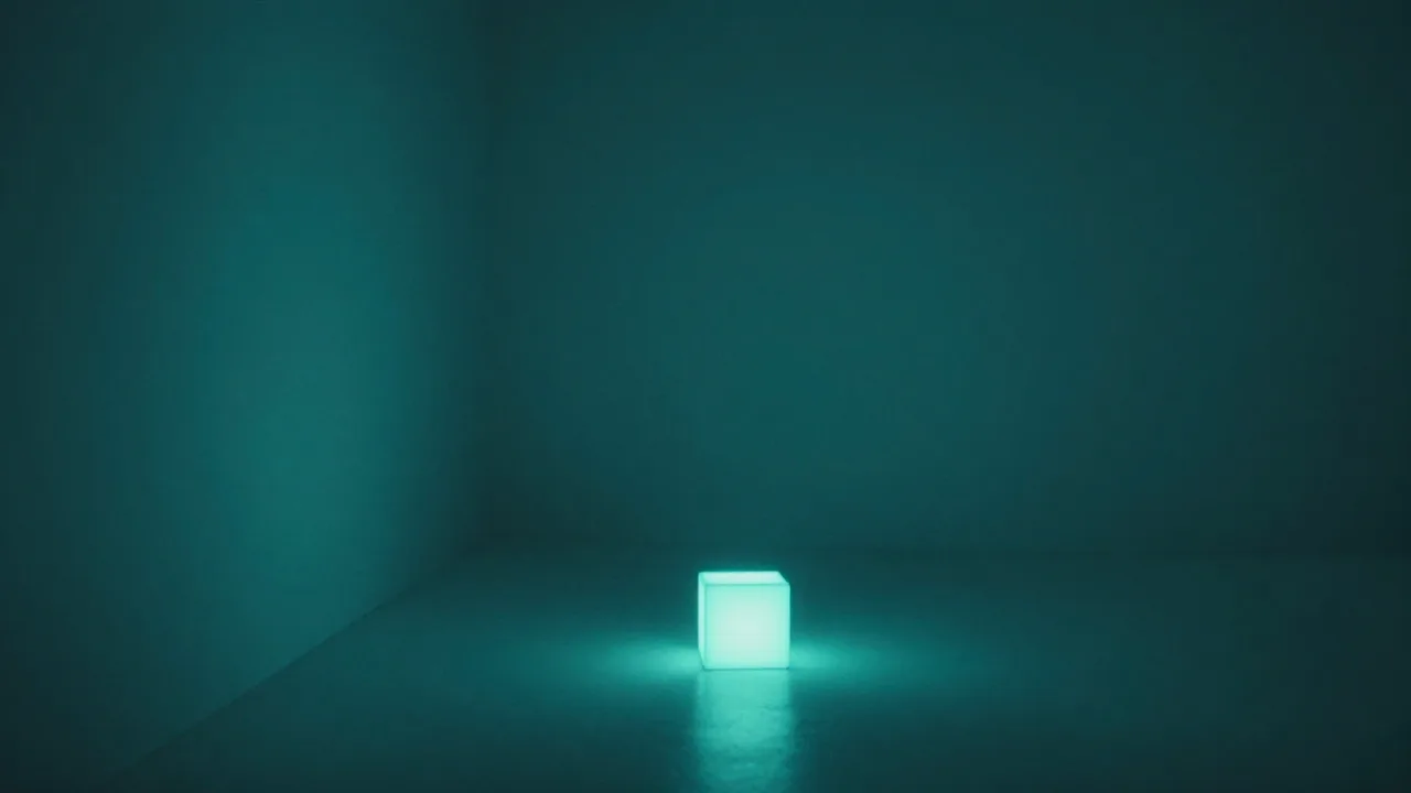 작은 조각 둘이 하나의 큰 입체 곁에 놓인 모습