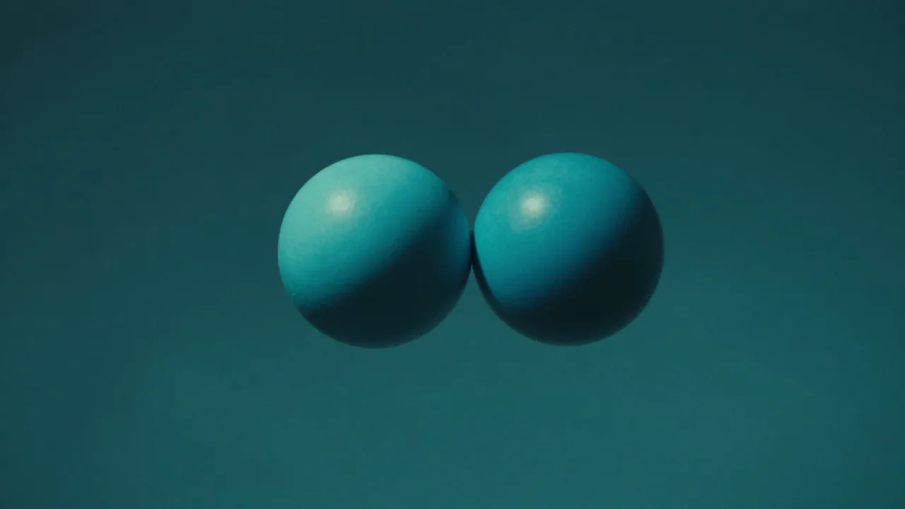 나란히 맞닿은 두 개의 청록 구체 이미지 — 허깅페이스와 모델스코프 두 곳 배포를 표현했습니다